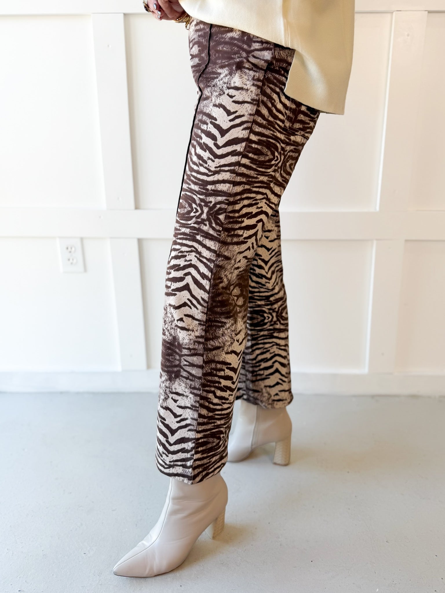 Animal Print Pants - Brown