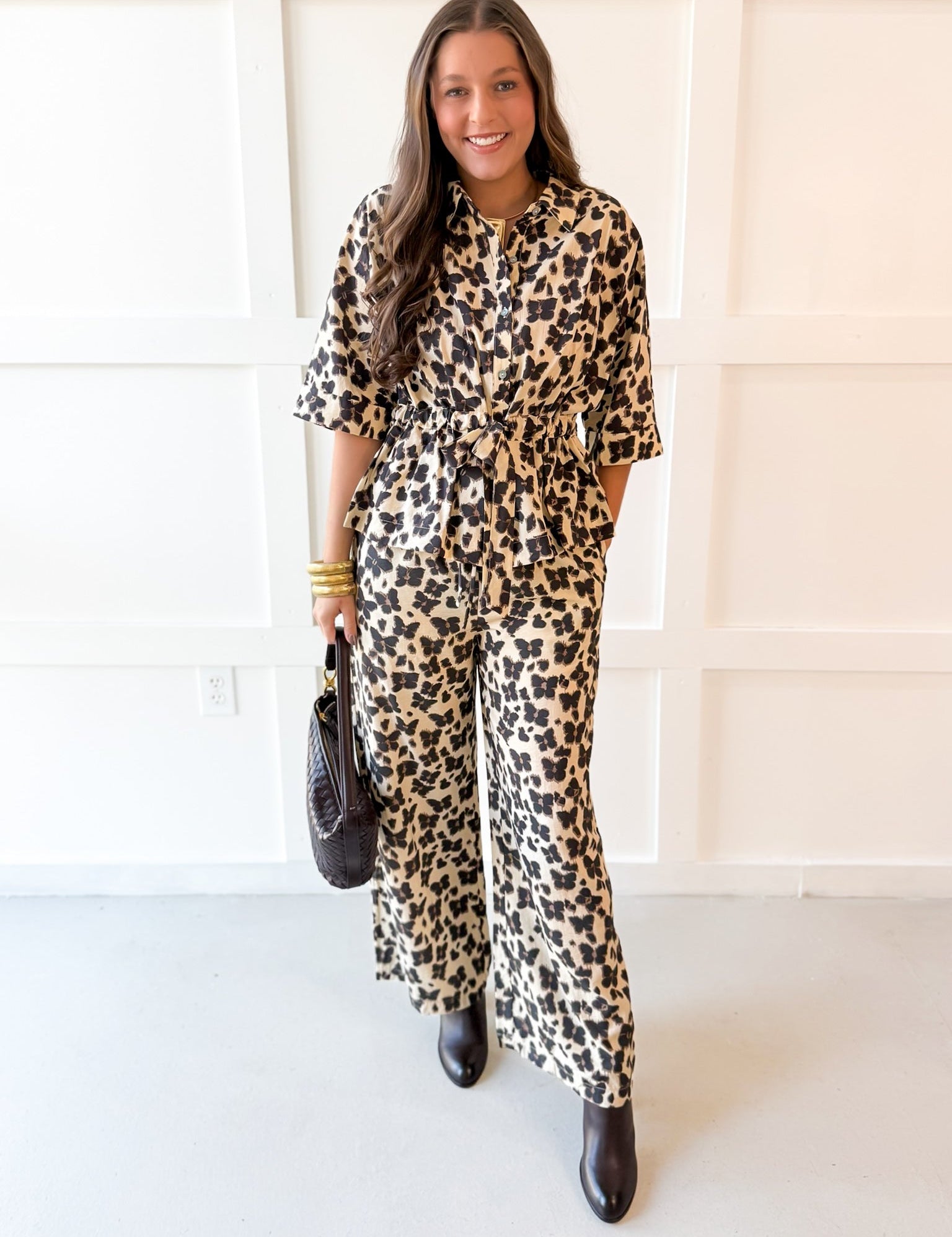 Animal Print Pants - Ecru