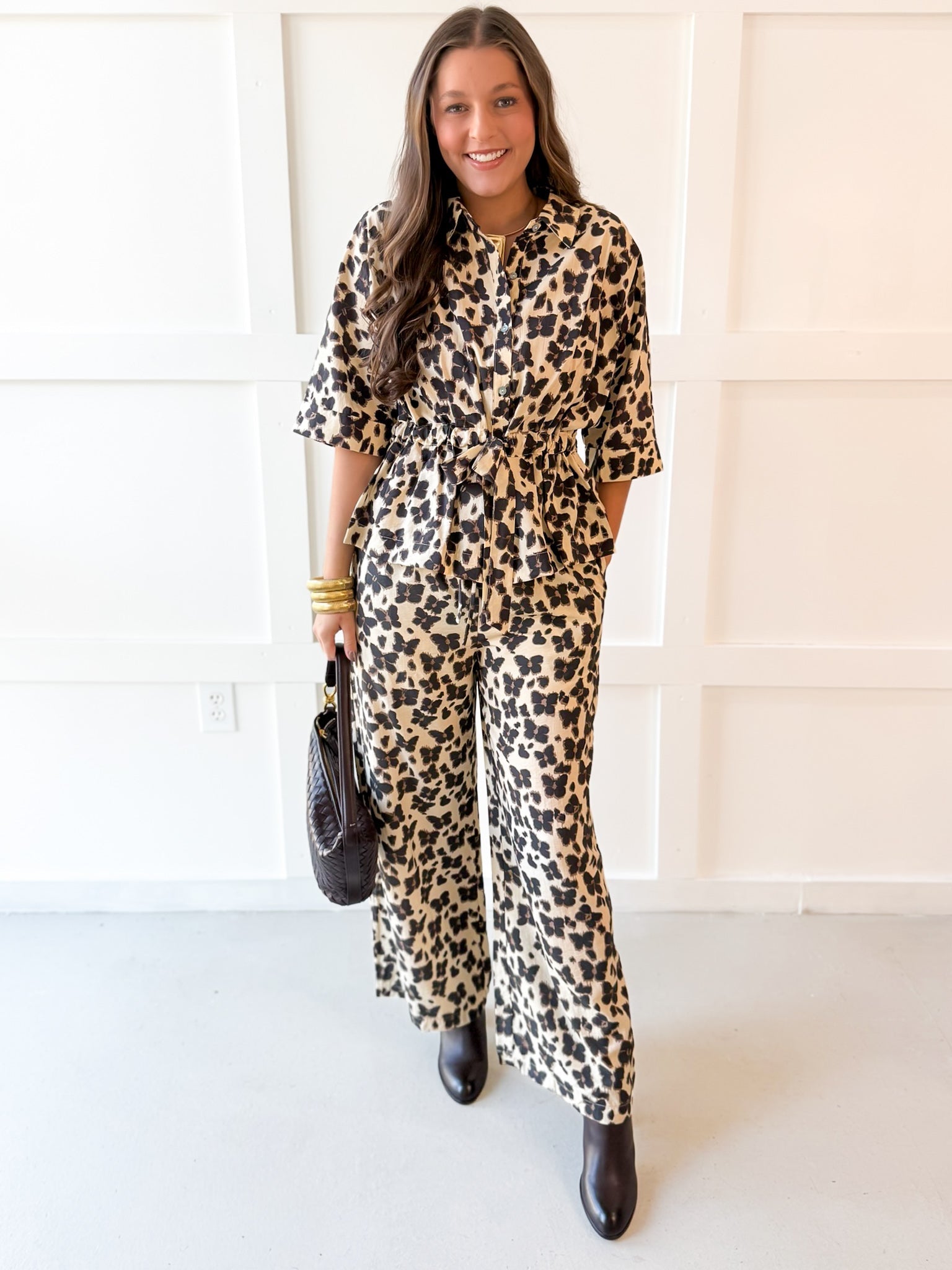 Animal Print Pants - Ecru