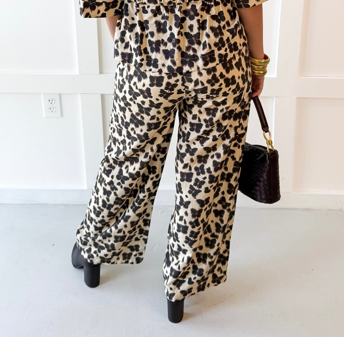 Animal Print Pants - Ecru