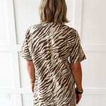 Animal Print Shirt Dress - Ecru Combo