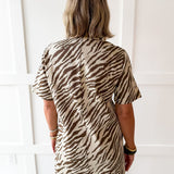 Animal Print Shirt Dress - Ecru Combo