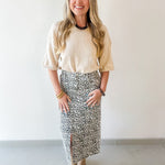 Animal Print Slit Skirt