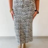 Animal Print Slit Skirt