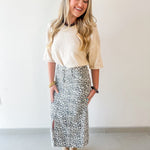 Animal Print Slit Skirt