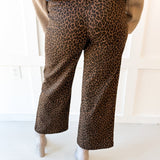 Animal Print Straight Leg Pants - Brown