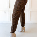 Animal Print Straight Leg Pants - Brown