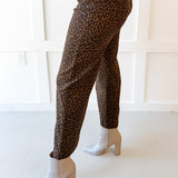 Animal Print Straight Leg Pants - Brown