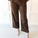 Animal Print Straight Leg Pants - Brown