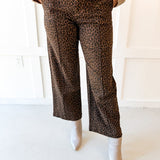 Animal Print Straight Leg Pants - Brown