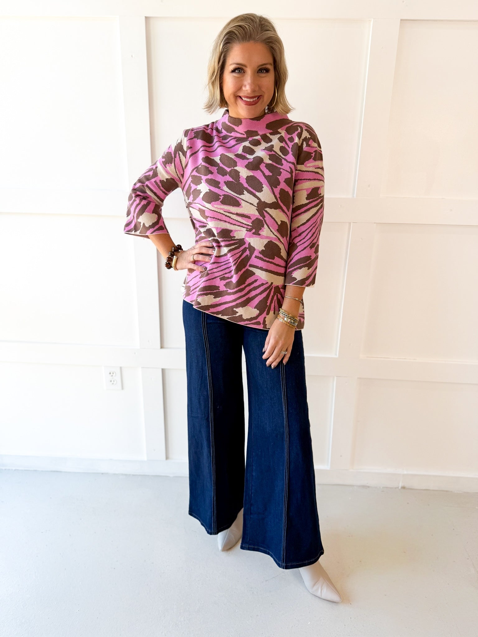 Animal Print Sweater Pink/Brown