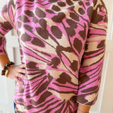 Animal Print Sweater Pink/Brown