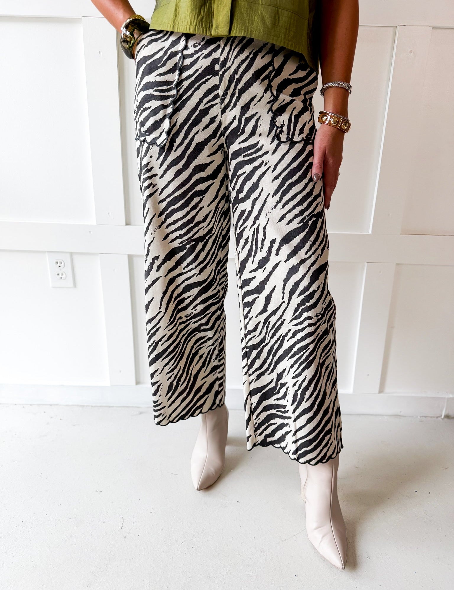 Animal Print Wide Leg - Cream/Grey