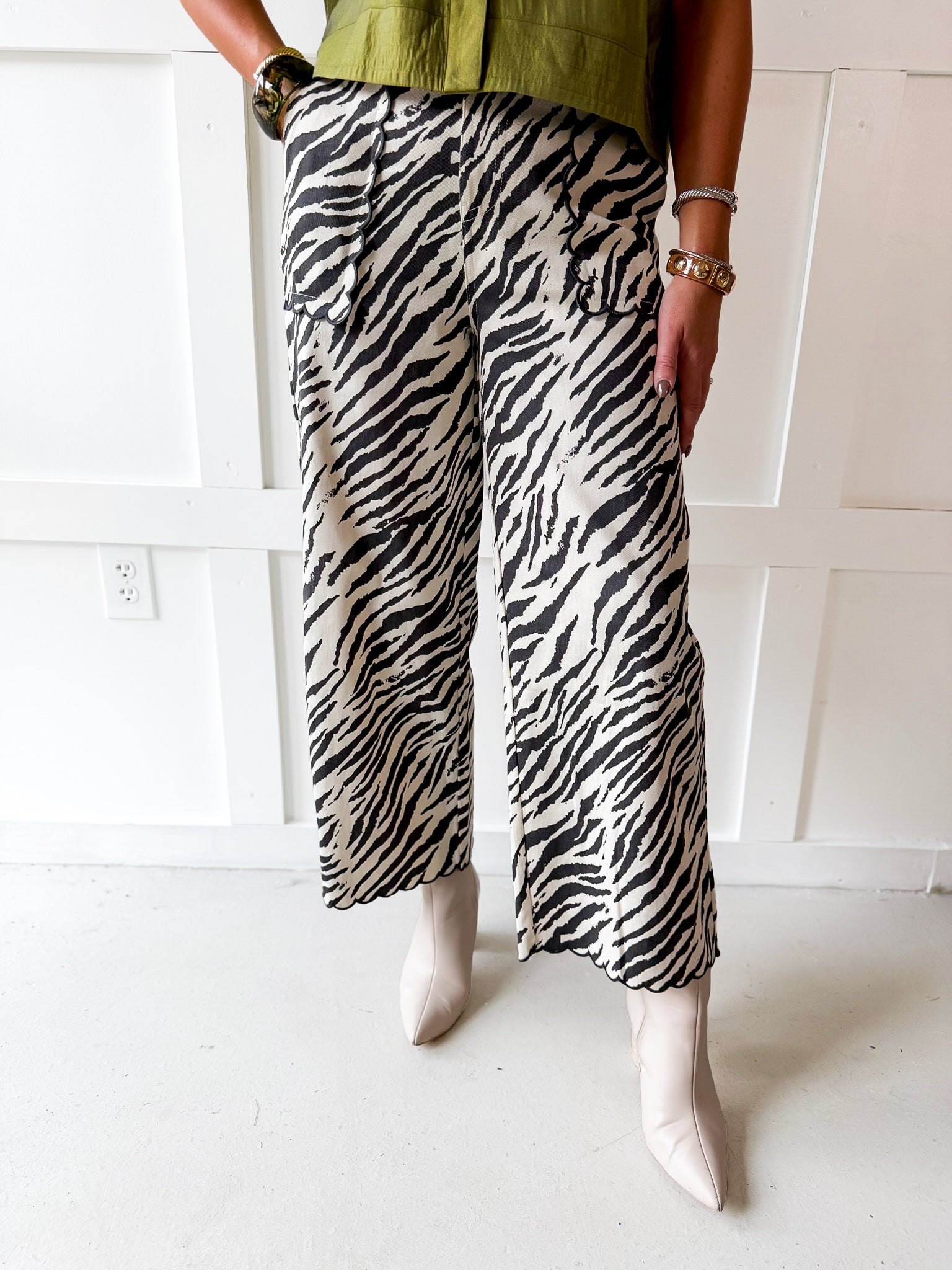 Animal Print Wide Leg - Cream/Grey