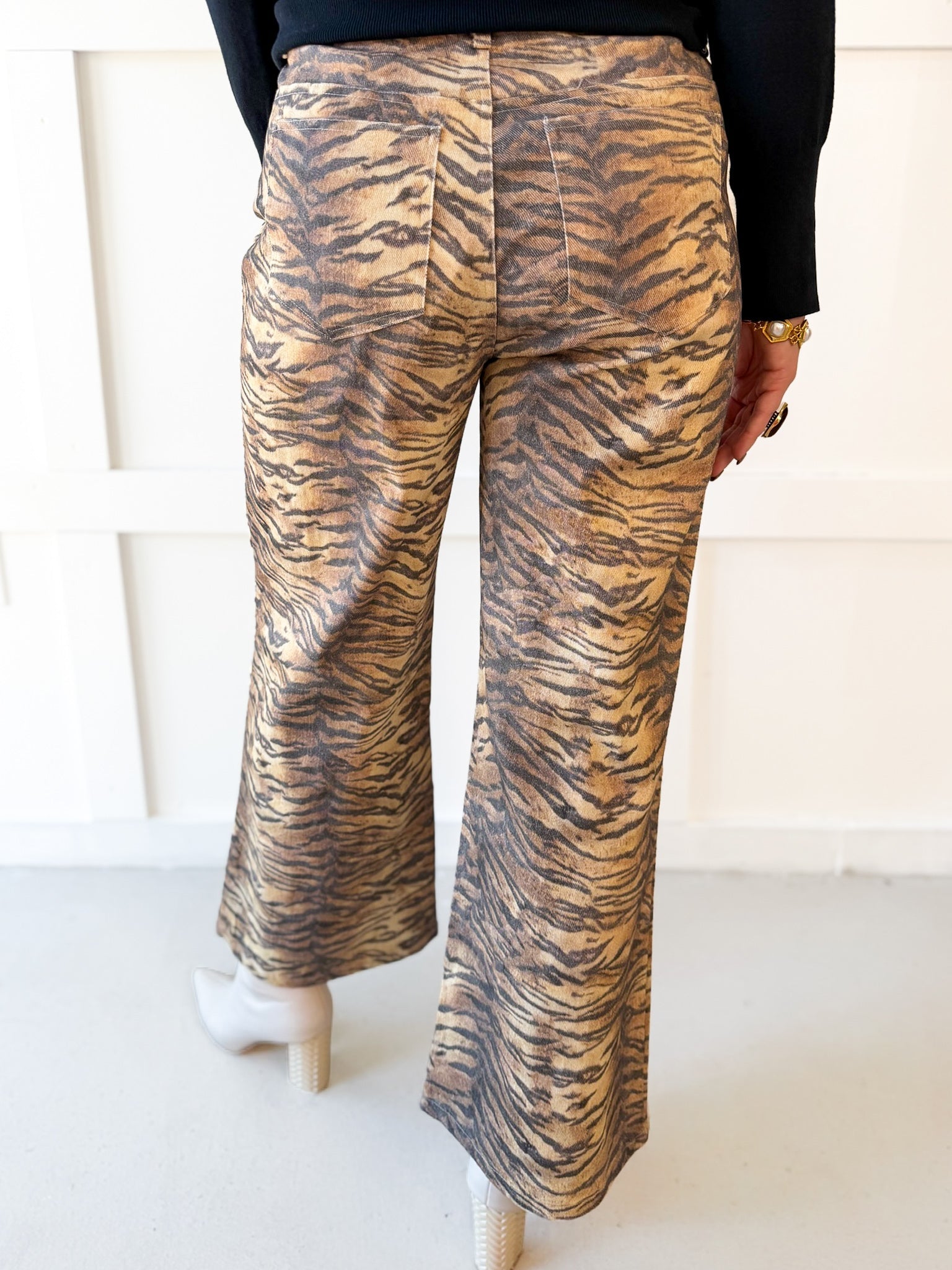Animal Print Wide Leg Pants