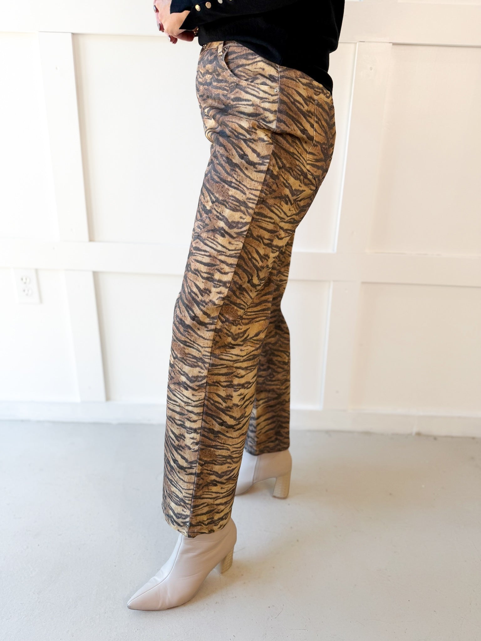 Animal Print Wide Leg Pants