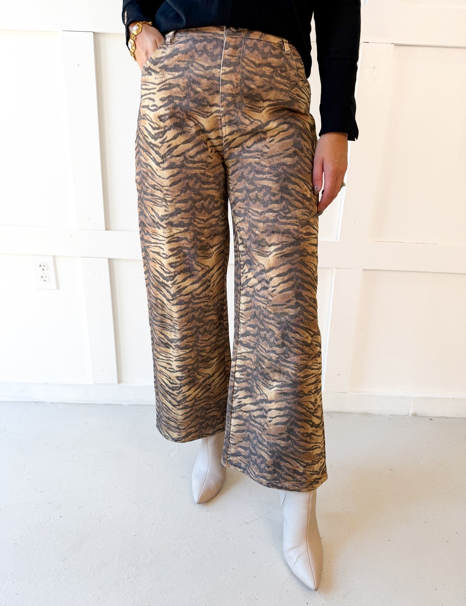 Animal Print Wide Leg Pants