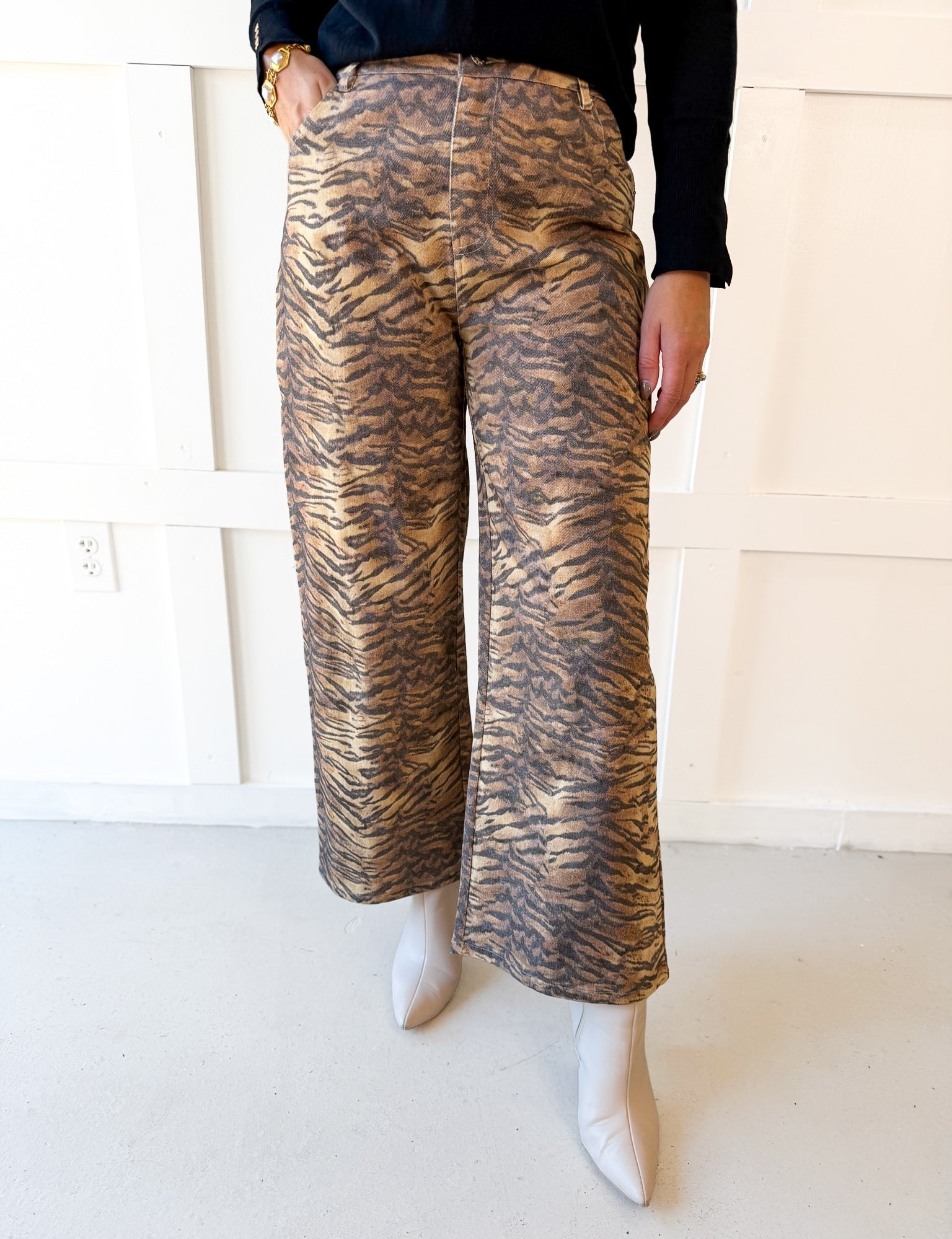 Animal Print Wide Leg Pants