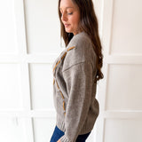 Argyle Design Knit Top- Grey Brown