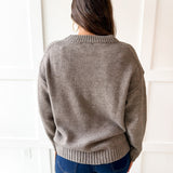 Argyle Design Knit Top- Grey Brown