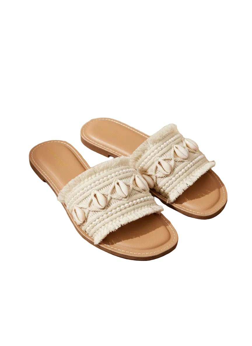 Artisan Woven Shell Slip On Sandal