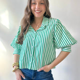Ashley Striped Green Top