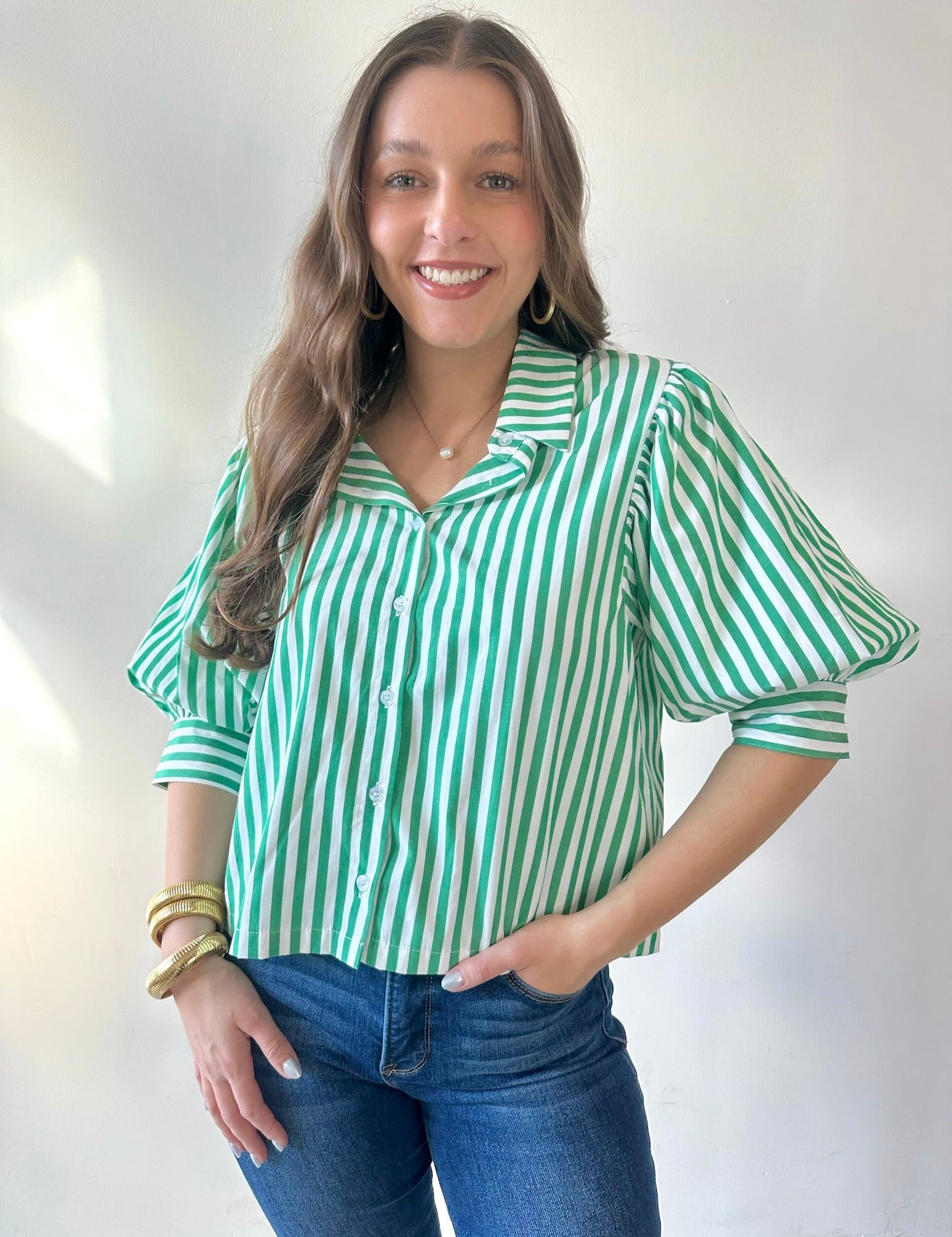 Ashley Striped Green Top