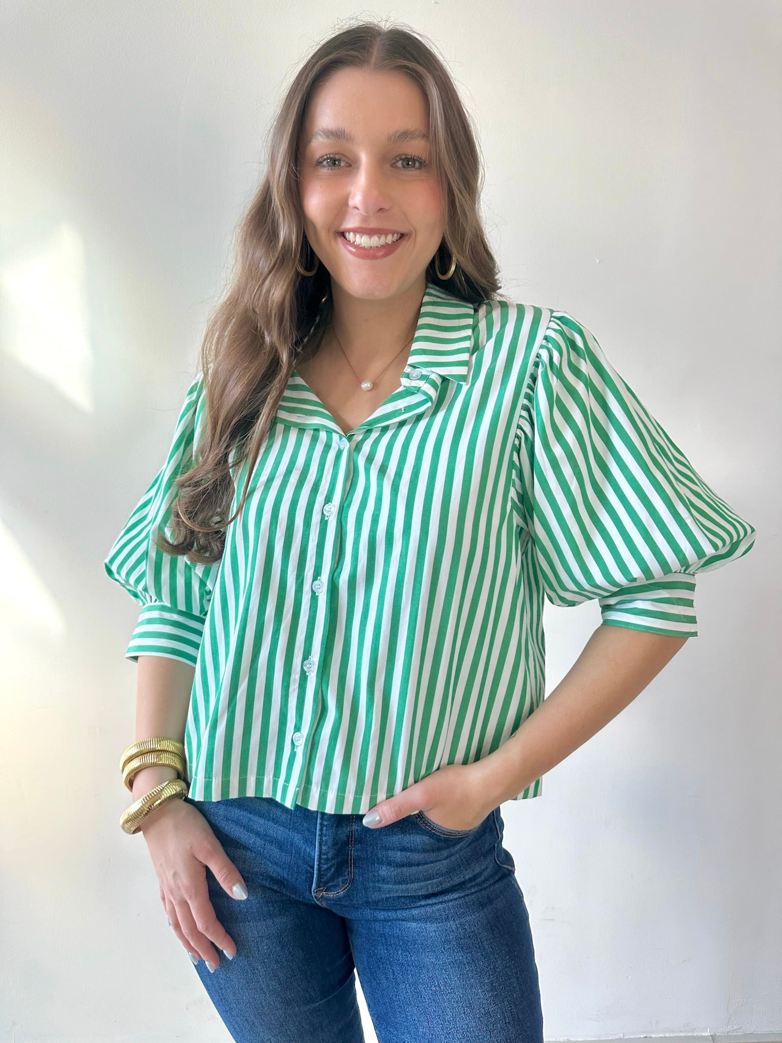 Ashley Striped Green Top