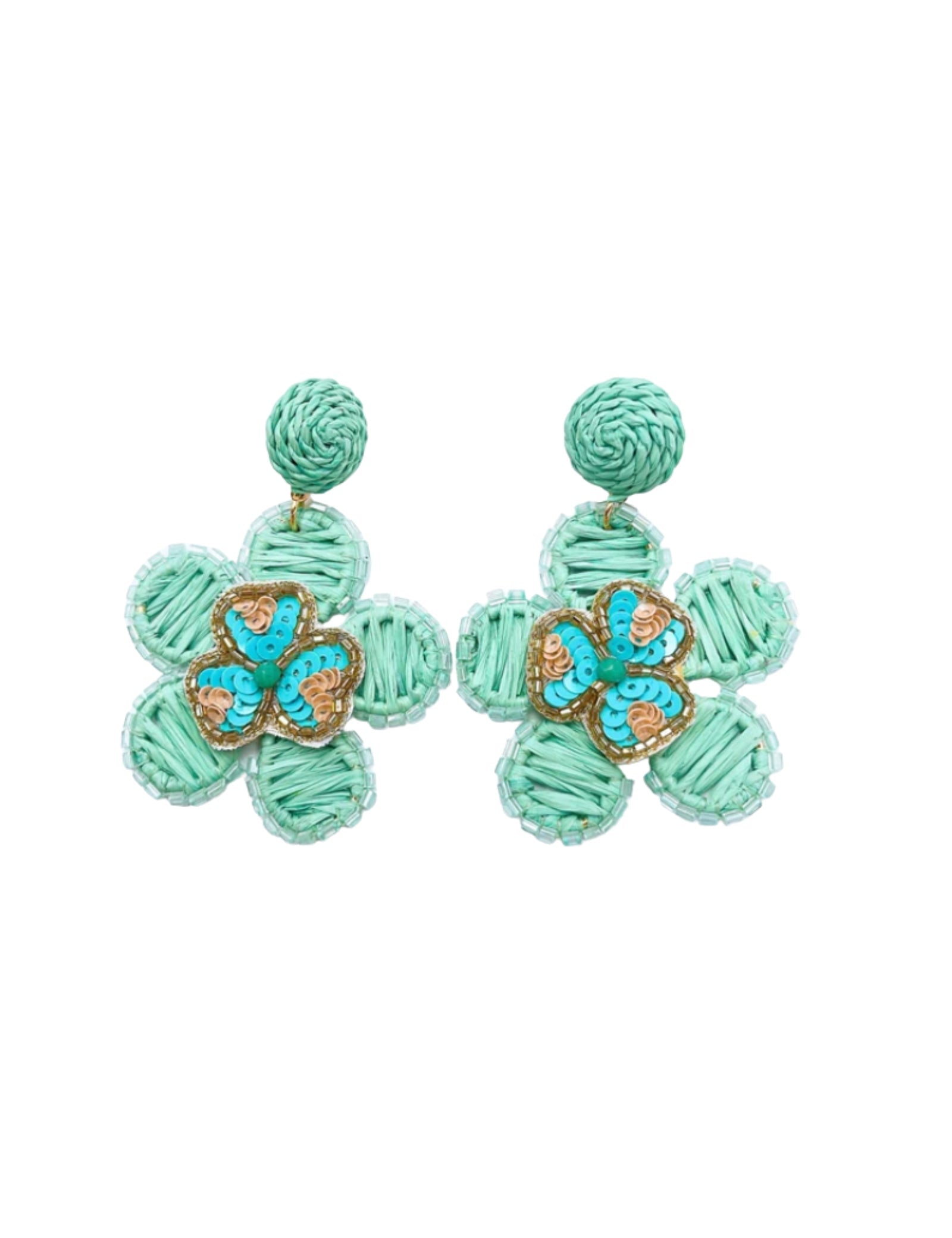 Aster Teal Floral Earrings