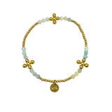 Amazonite & Gold Bead Cross Bracelet