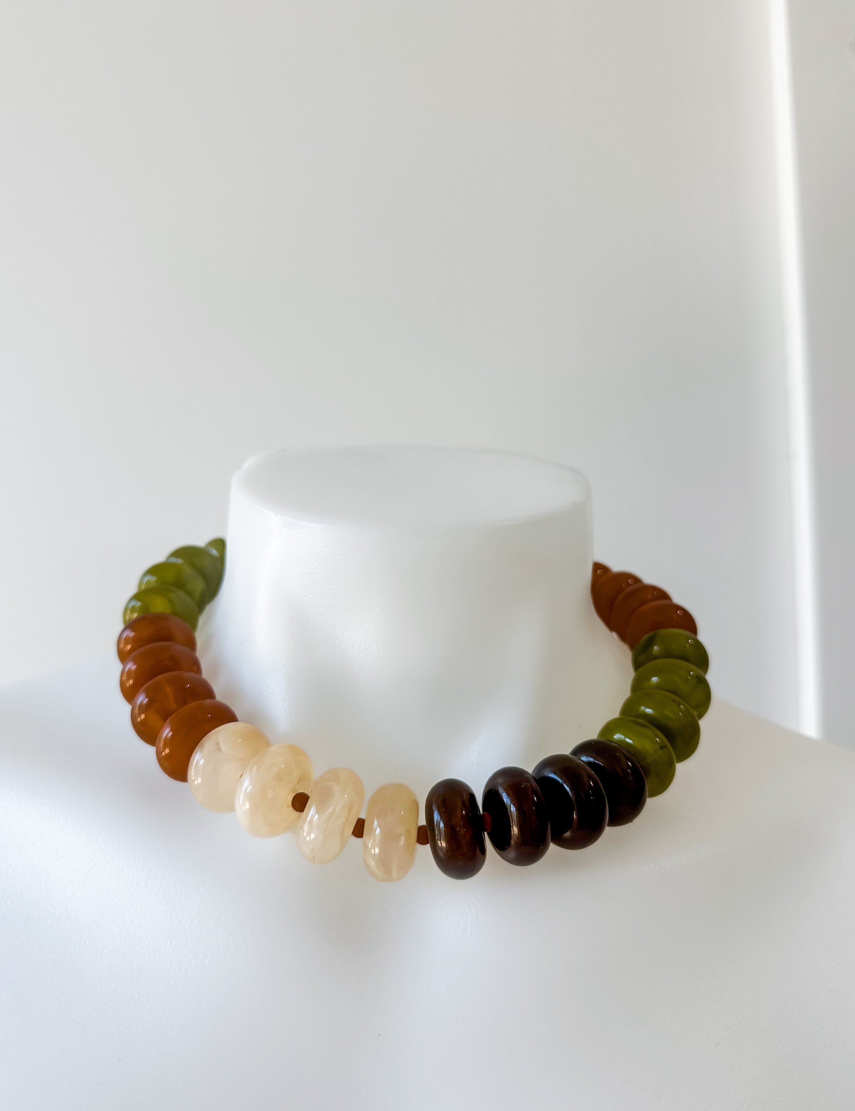 Baccus Bead Necklace Olive/Brown Multi