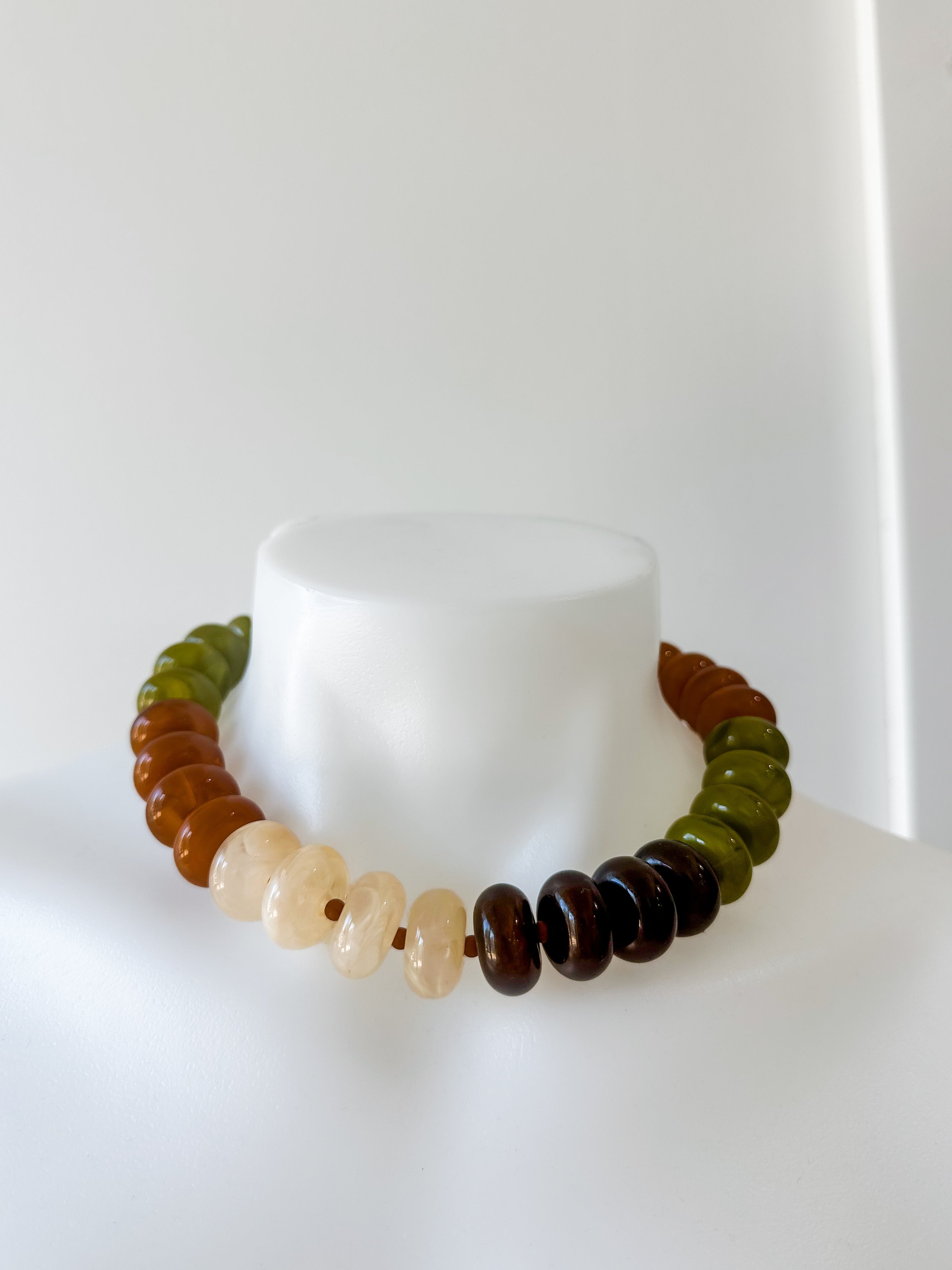 Baccus Bead Necklace Olive/Brown Multi