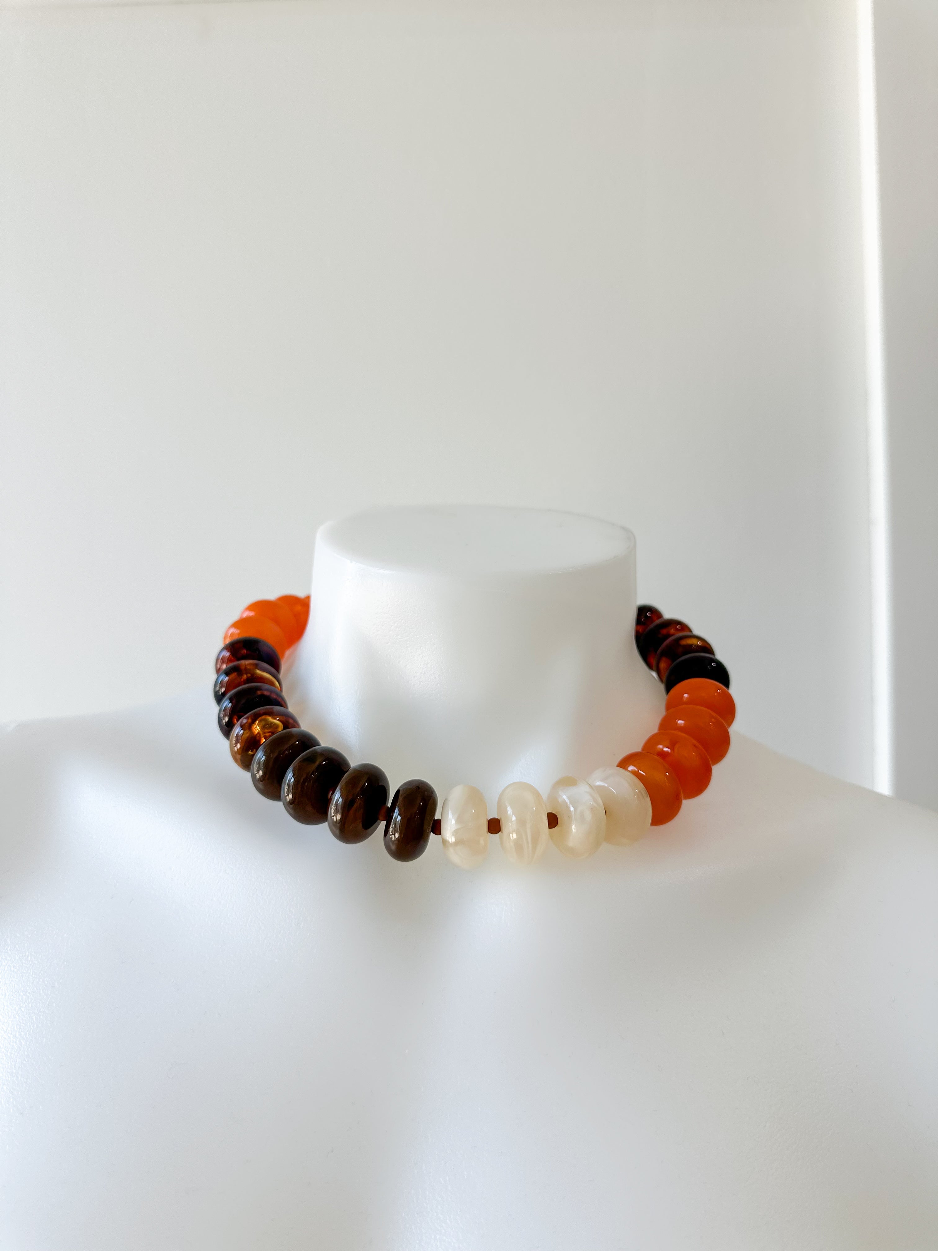 Baccus Bead Necklace-Orange Multi