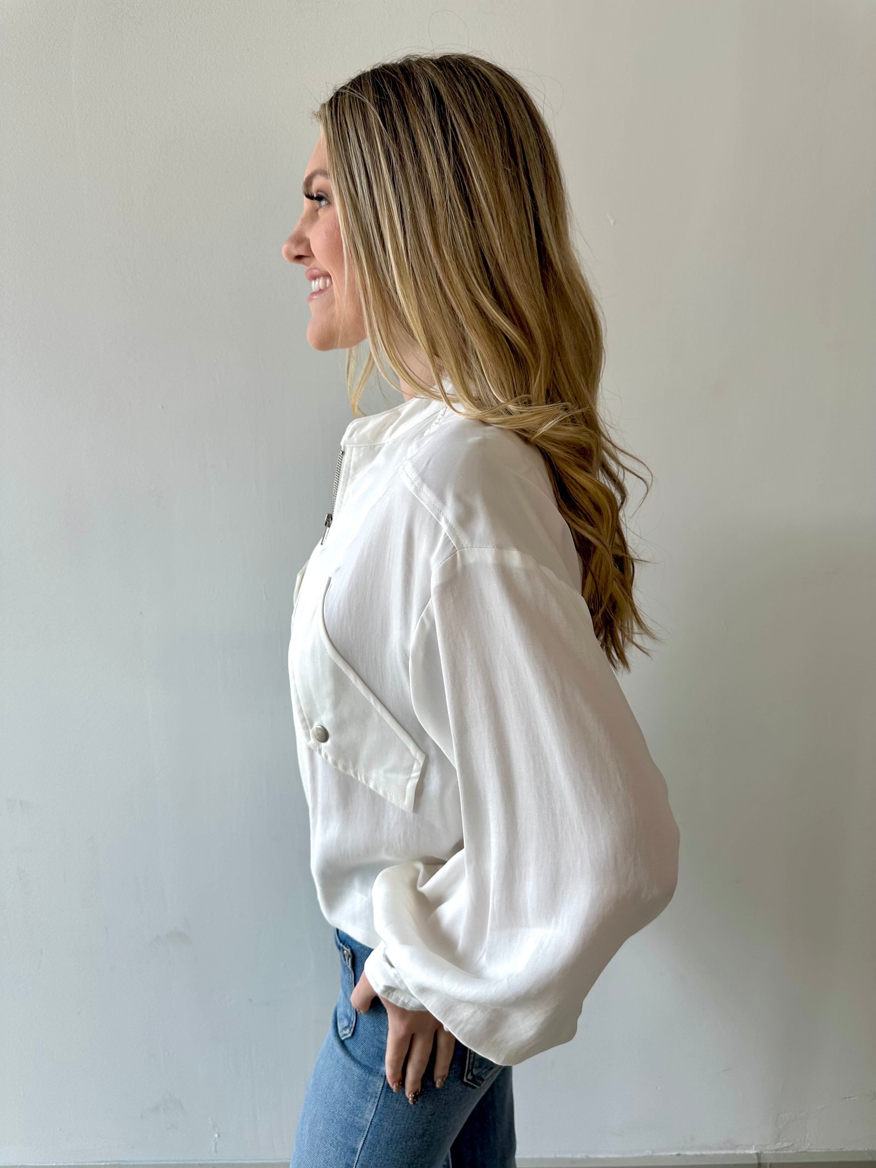 Balloon Sleeve Bomber Jacket