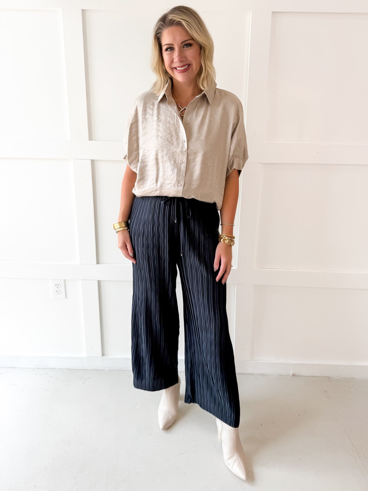 Balloon Sleeve Top- Champagne