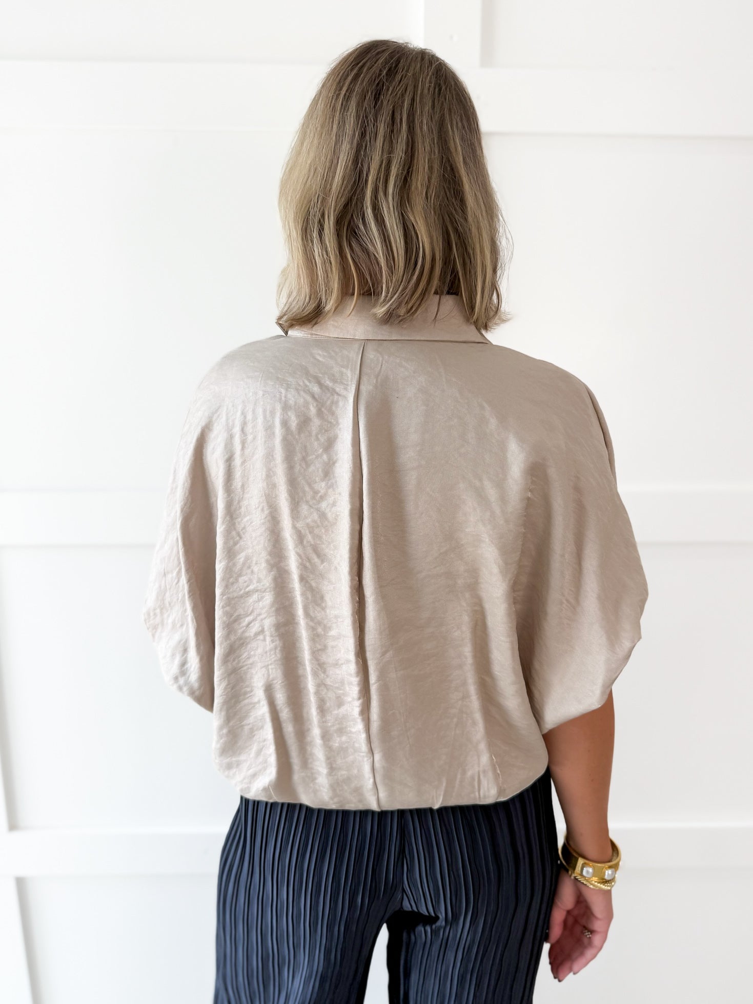 Balloon Sleeve Top- Champagne