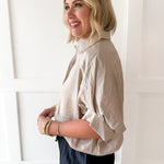 Balloon Sleeve Top- Champagne