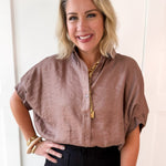 Balloon Sleeve Top- Mocha
