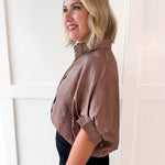 Balloon Sleeve Top- Mocha