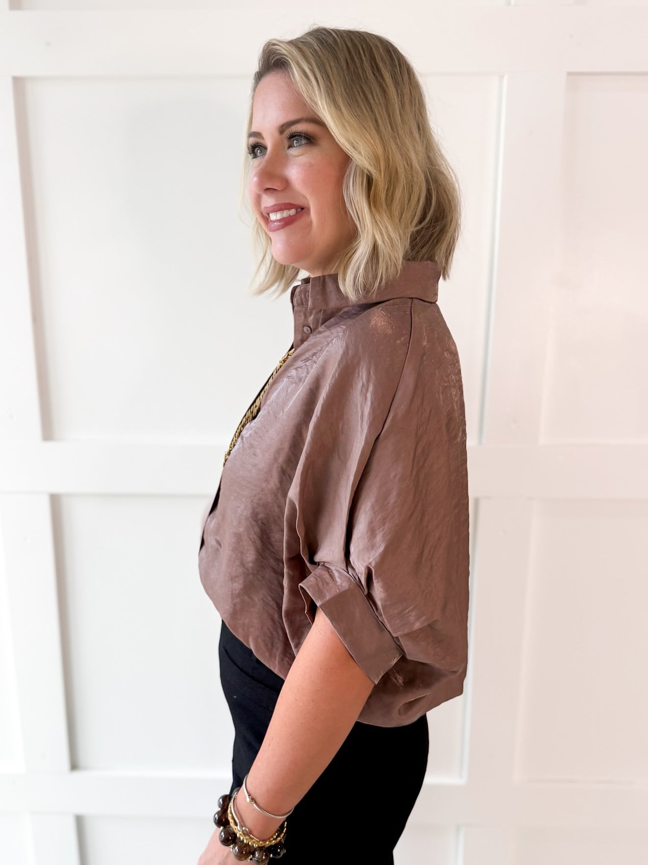 Balloon Sleeve Top- Mocha