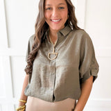 Balloon Sleeve Top- Olive