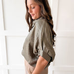 Balloon Sleeve Top- Olive