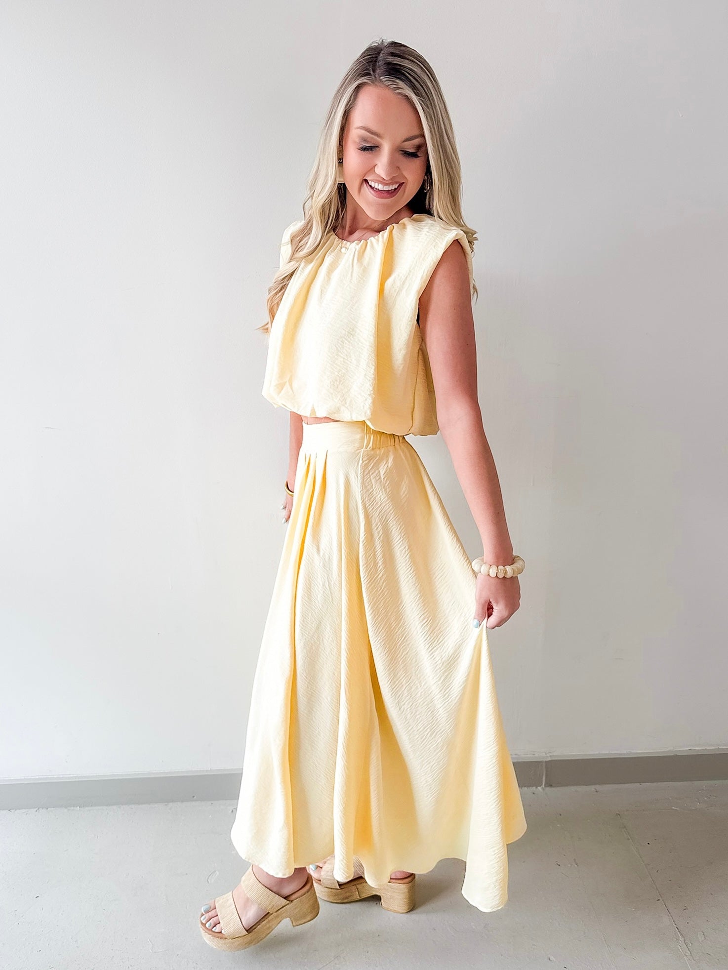 Balloon Top & Box Pleat Skirt Set