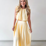 Balloon Top & Box Pleat Skirt Set