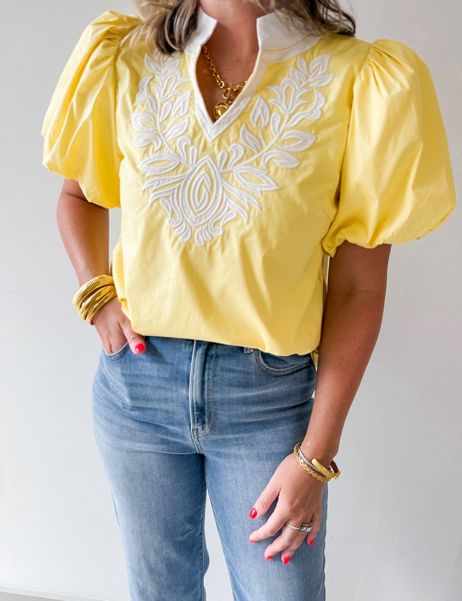 Baroque Applique Accent Top