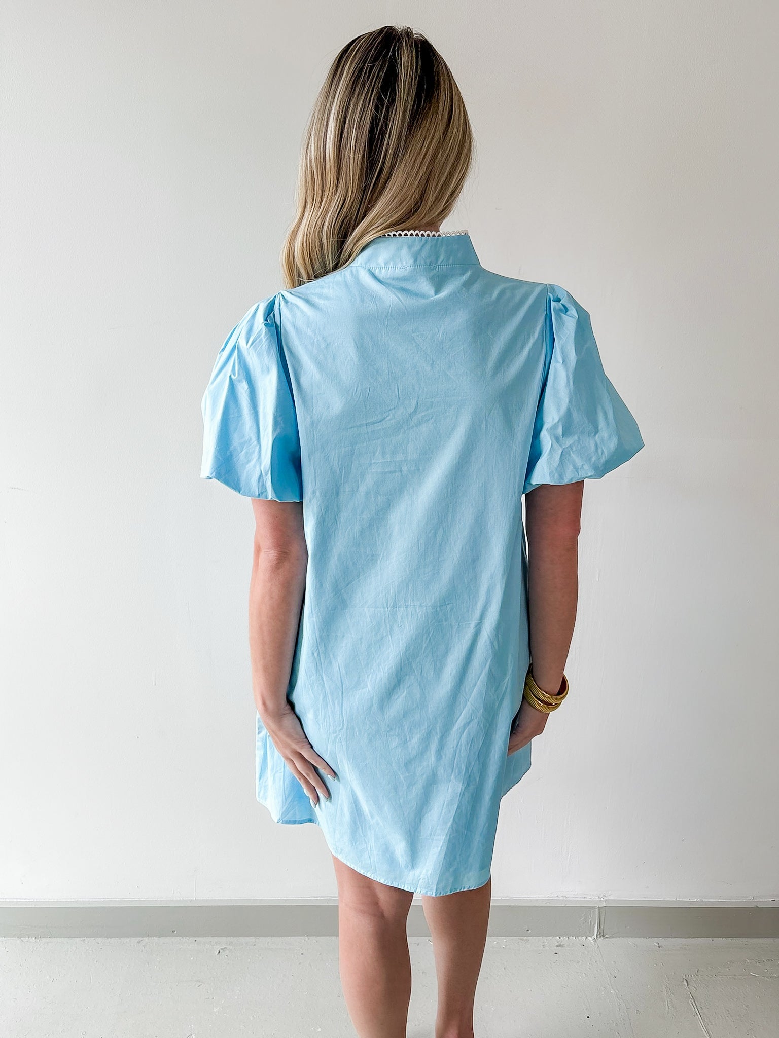 Baroque Applique Detail Shift Dress - Aqua