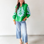 Baroque Applique Detail Top - Blue/Green