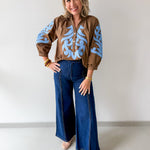 Baroque Applique Detail Top - Brown