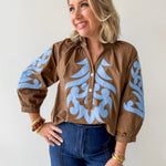 Baroque Applique Detail Top - Brown
