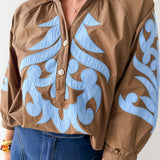 Baroque Applique Detail Top - Brown